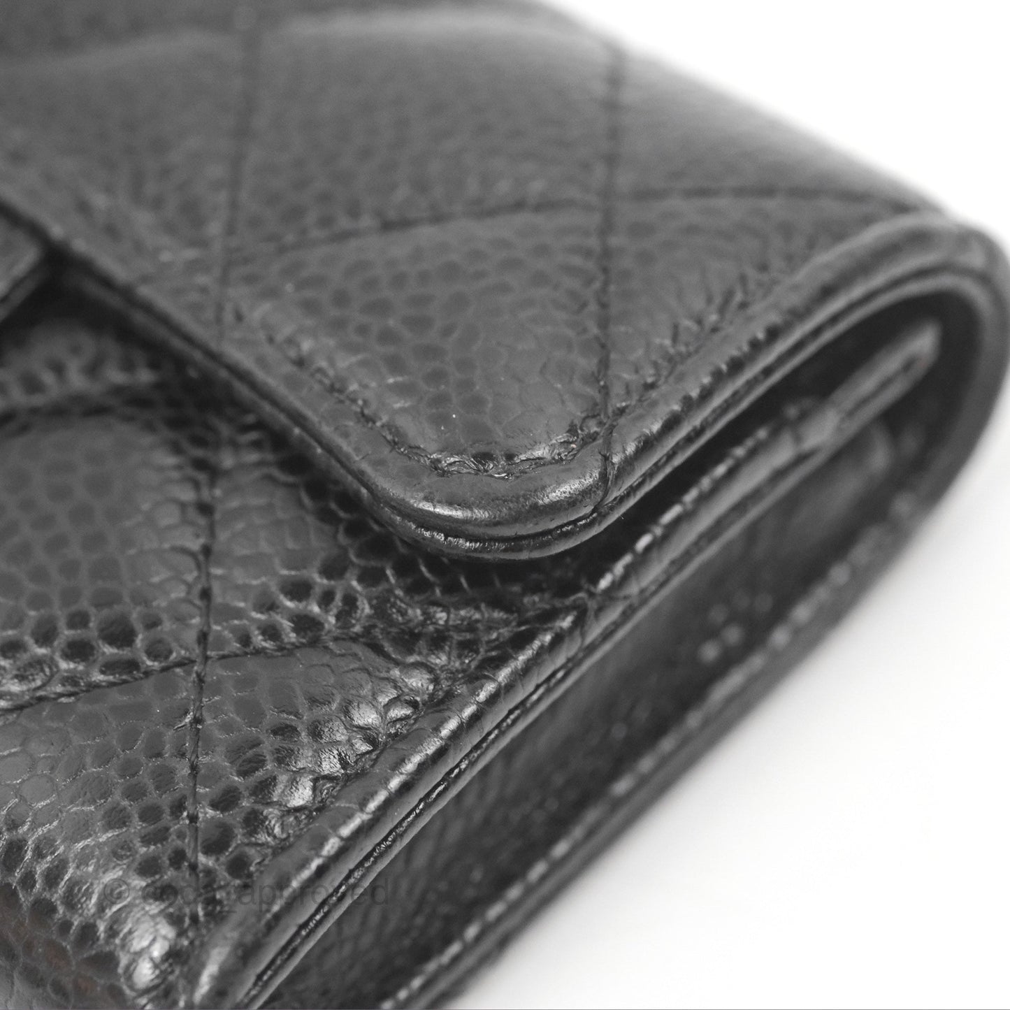 Chanel Classic Quilted Flap Card Holder Black Caviar Gold Hardware