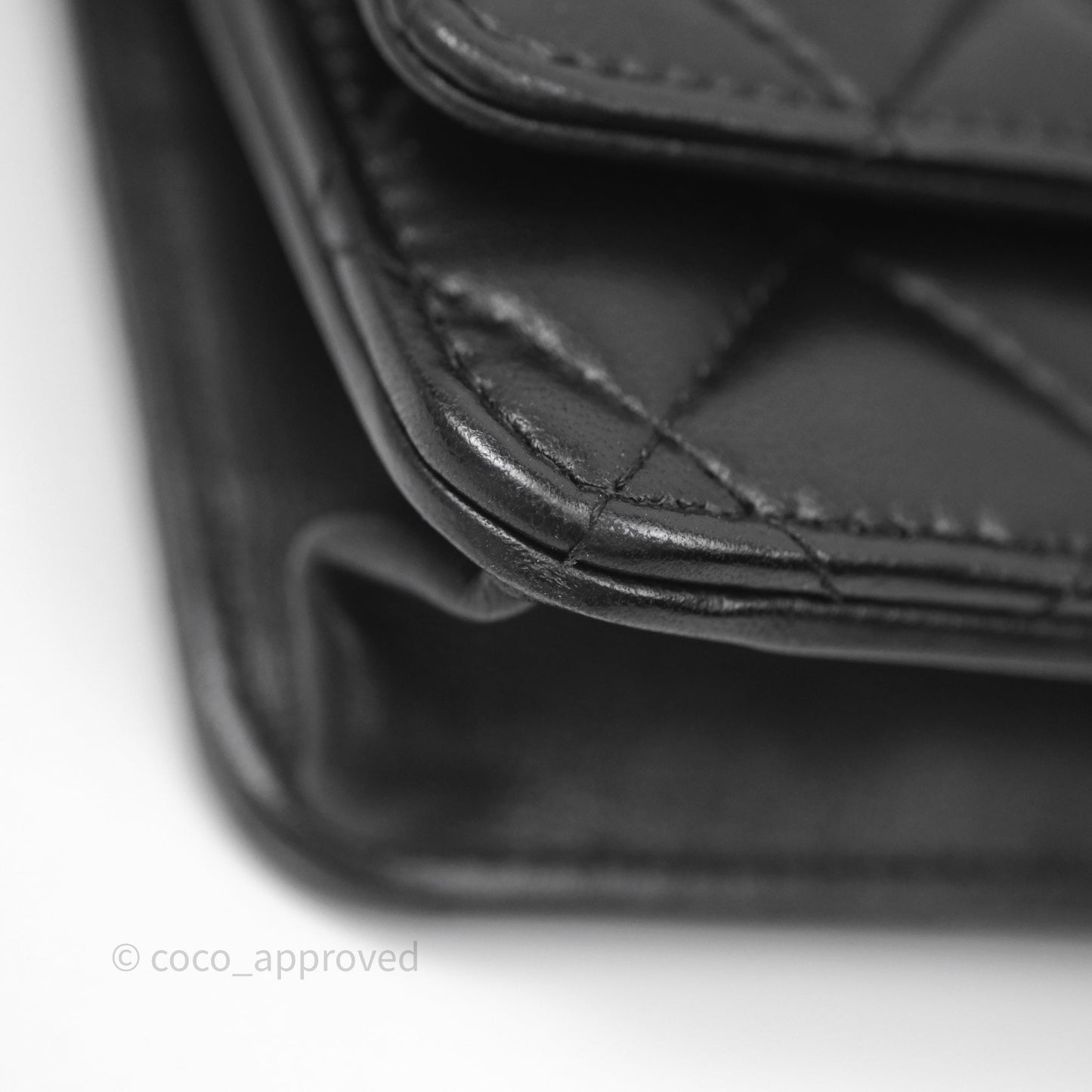 Chanel Quilted Pearl Crush Wallet on Chain WOC Black Lambskin Aged Gold Hardware