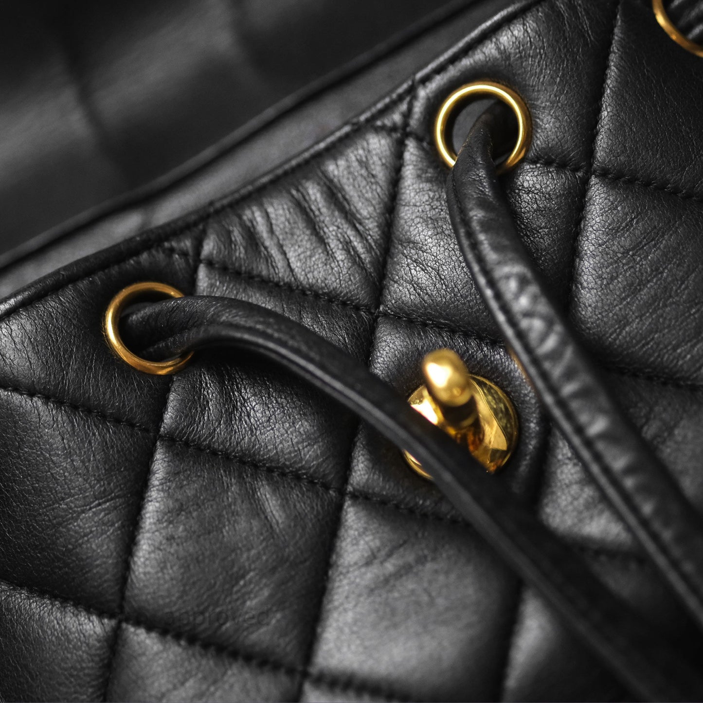 Chanel Vintage CC Duma Backpack Black Lambskin 24K Gold Hardware