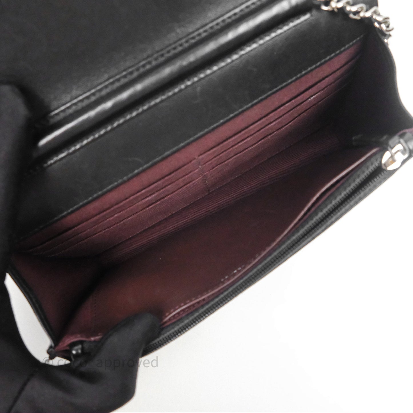Chanel Quilted WOC Black Lambskin Silver Hardware
