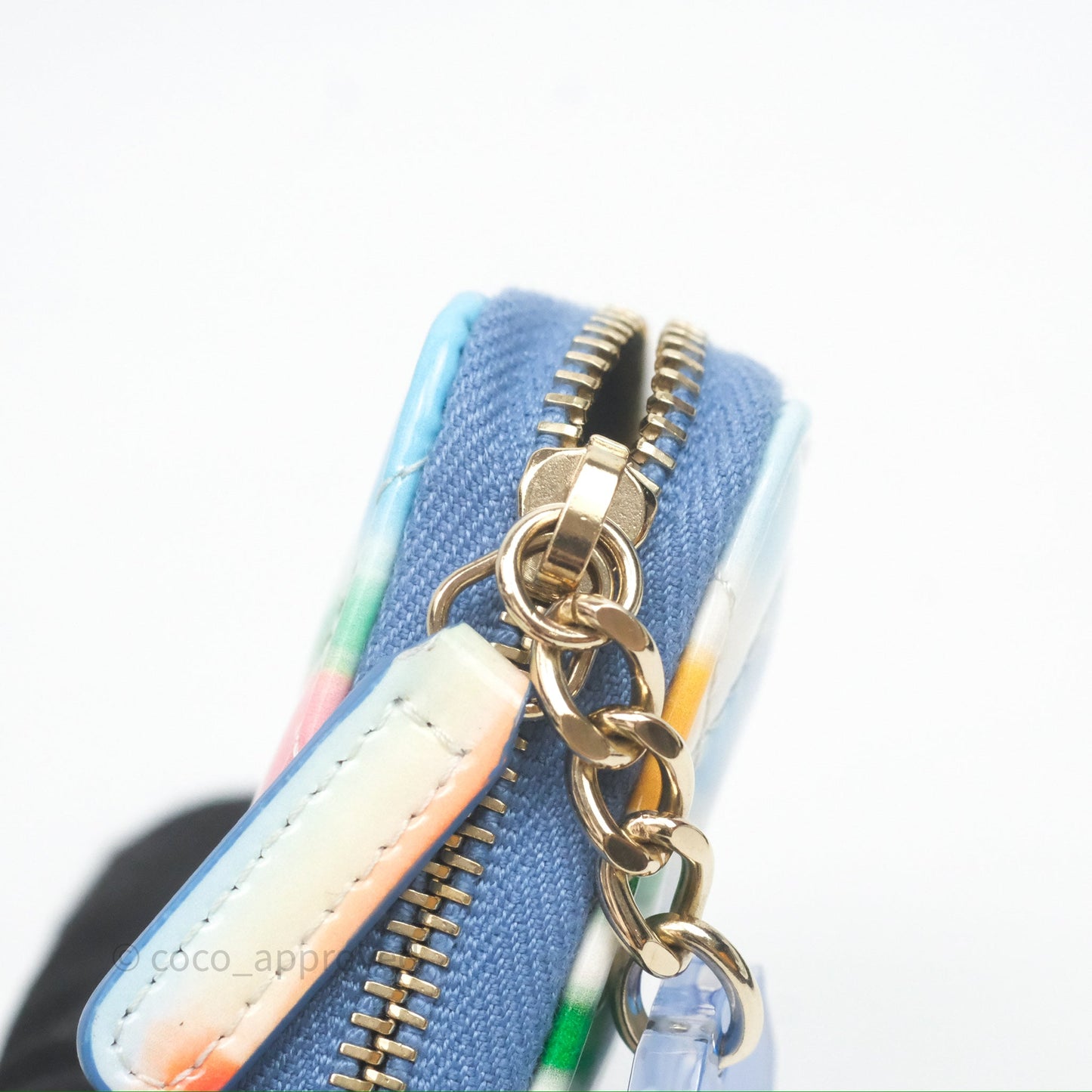 Chanel Printed Quilted Zip Coin Purse Patent Calfskin Multicolor