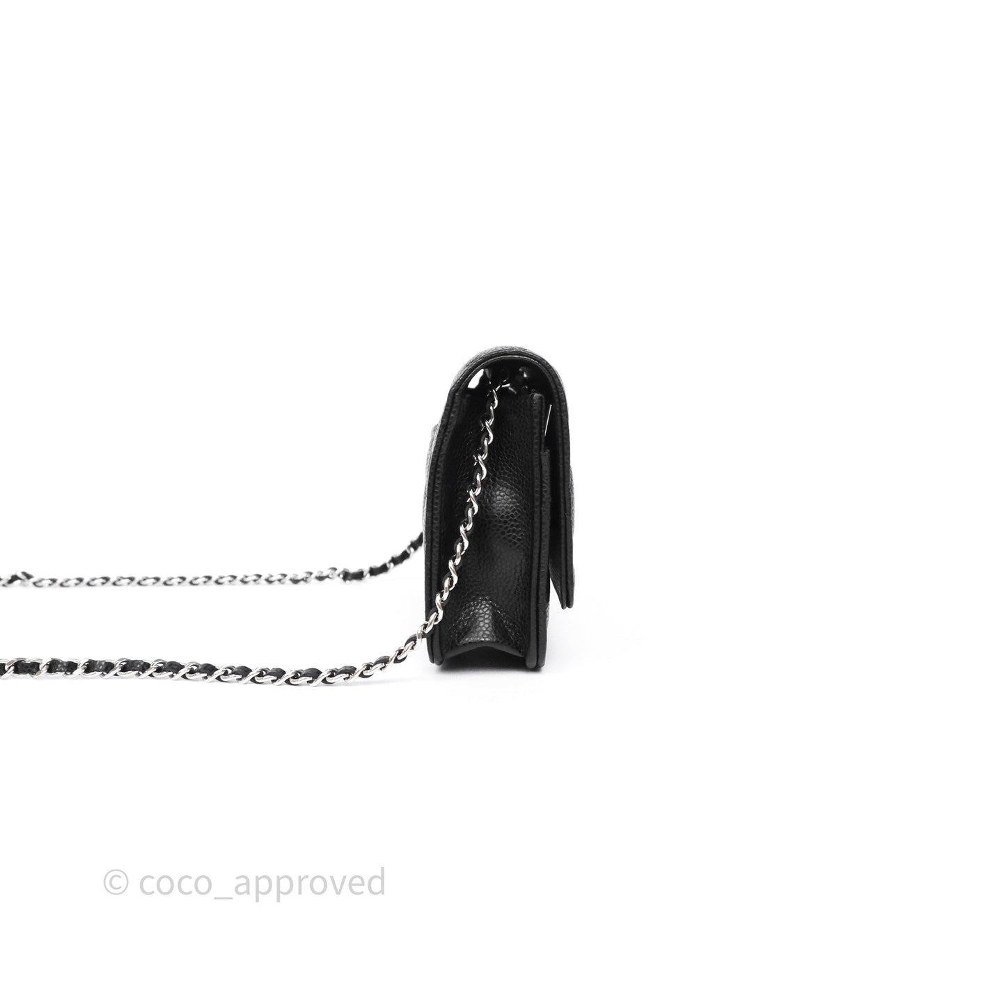 Chanel Classic Wallet On Chain WOC Quilted Black Caviar Silver Hardware