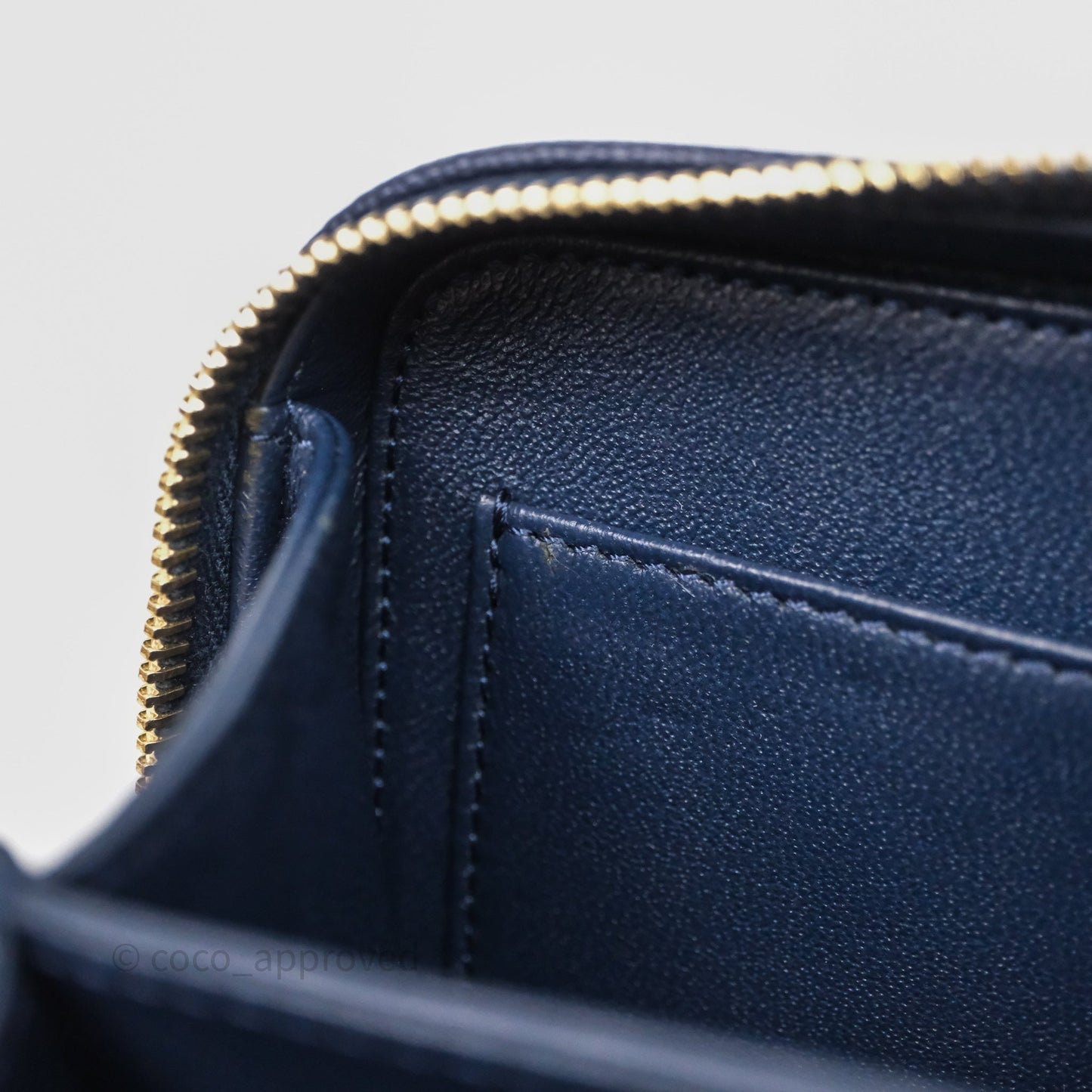 Chanel Quilted Small CC Filigree Vanity Case Navy Caviar Gold Hardware