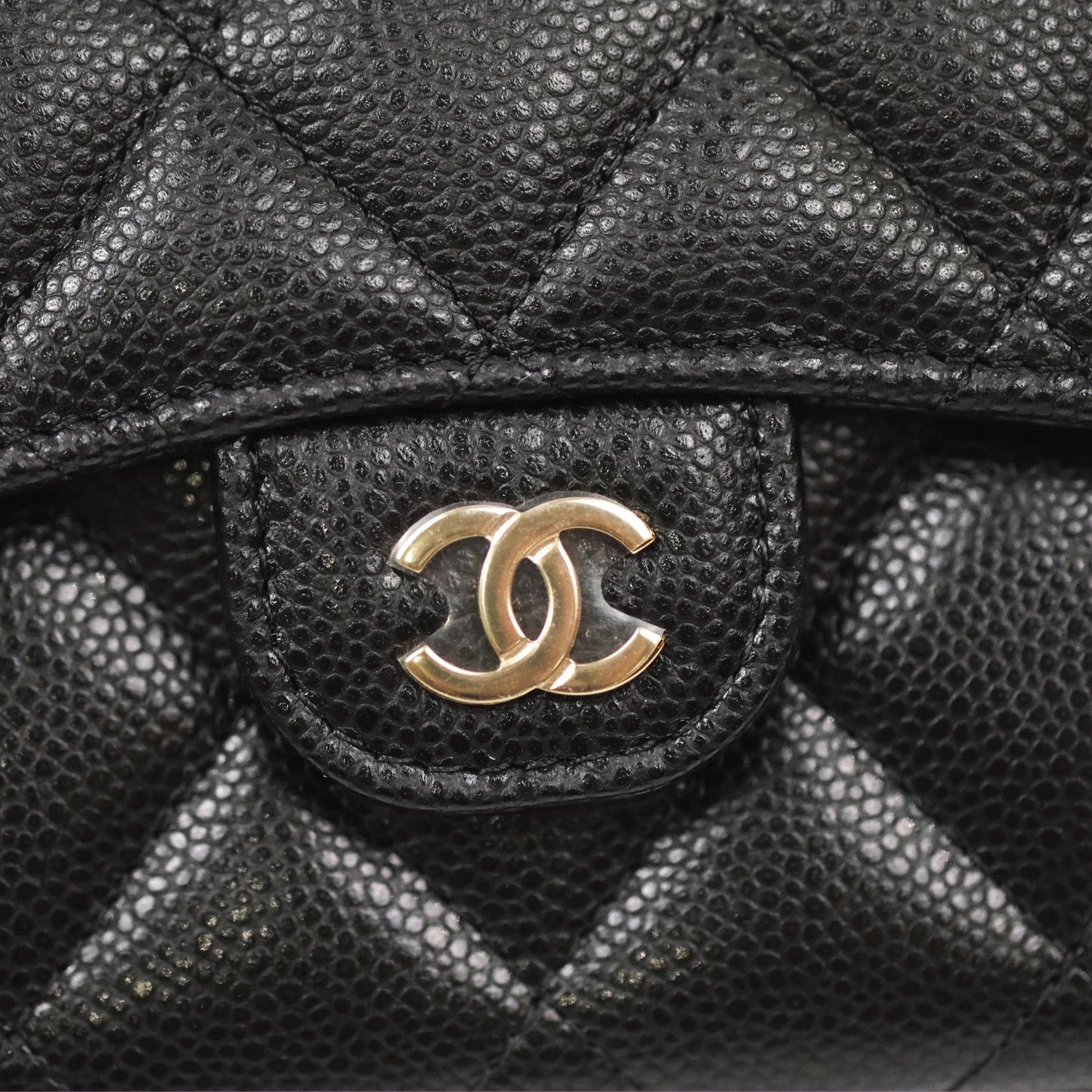 Chanel Caviar Quilted Flap Card Holder Black Gold Hardware