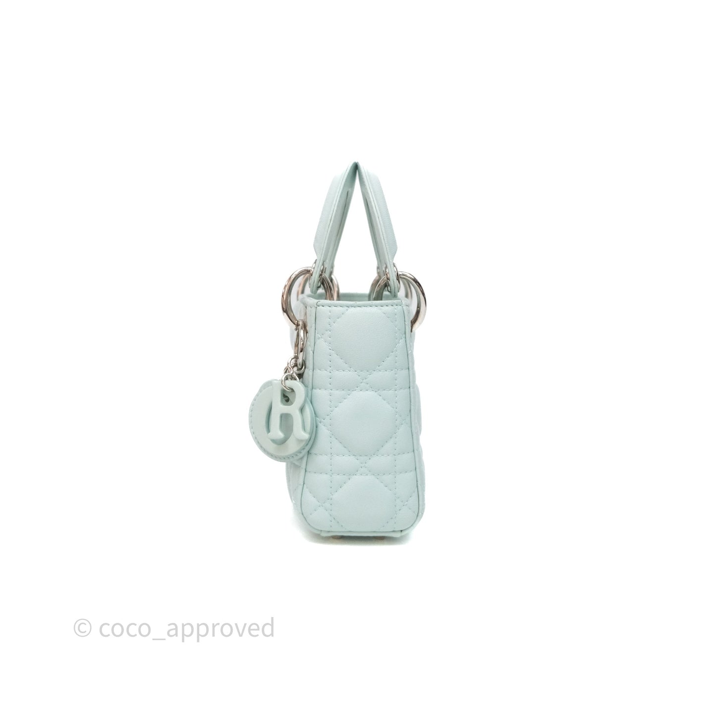 Christian Dior Mirco Lady Dior Cannage Calfskin Light Green Matte