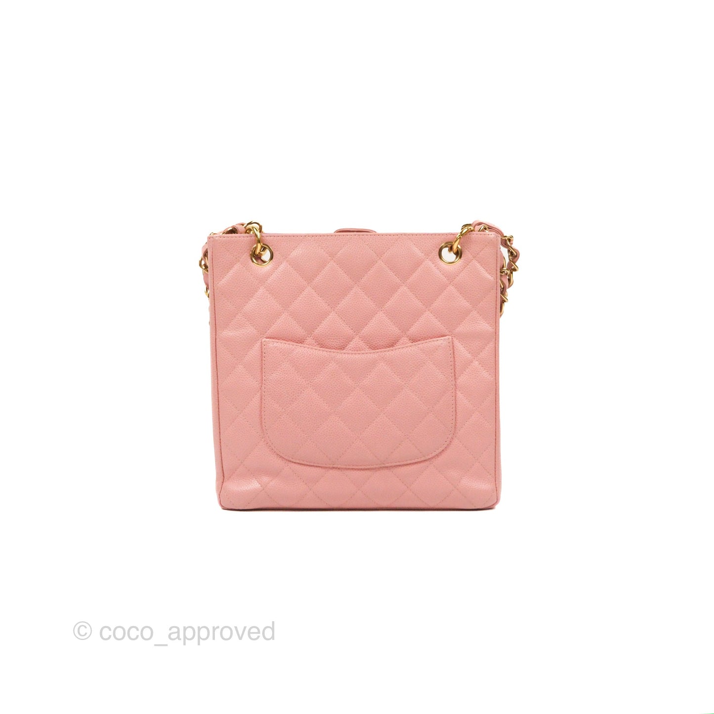 Chanel Quilted Petit Shopping Tote PST Sakura Pink Caviar Gold Hardware