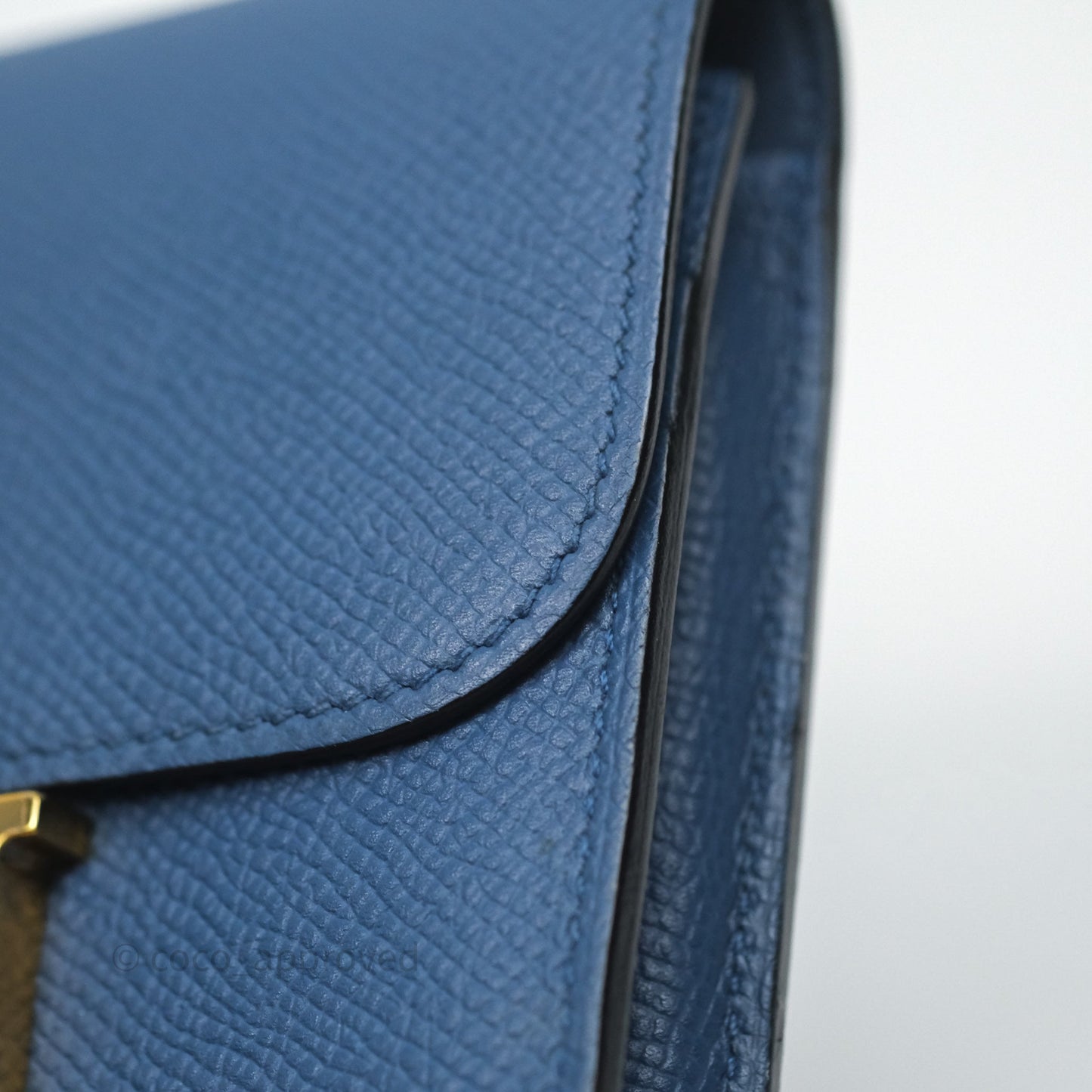 Hermès Constance Short Wallet Bleu Agate R2 Epsom Gold Hardware