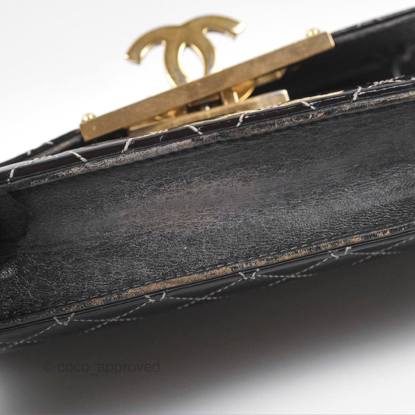 Chanel Golden Class Wallet On Chain WOC Black Patent Gold Hardware