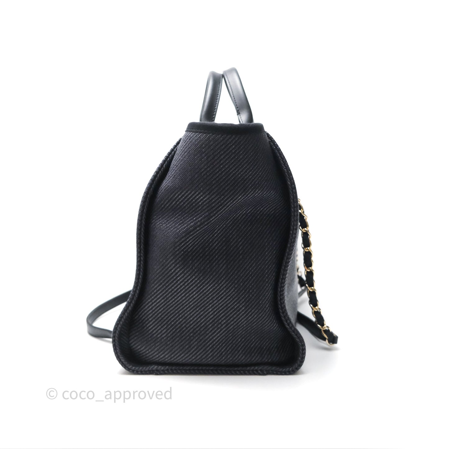 Chanel Canvas Deauville Large Tote Navy Gold Hardware