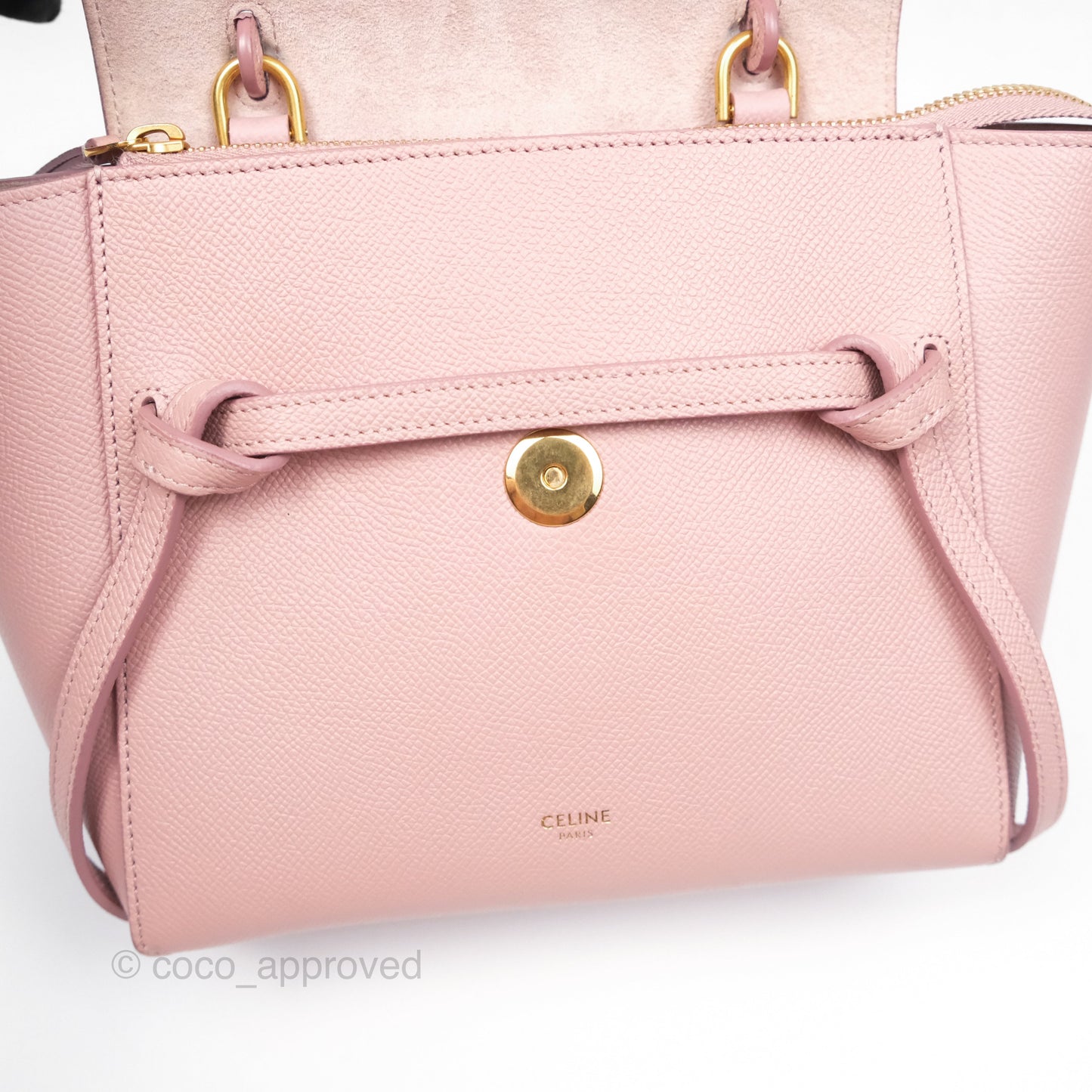 Celine Nano Belt Bag Pink Grained Calfskin Gold Hardware