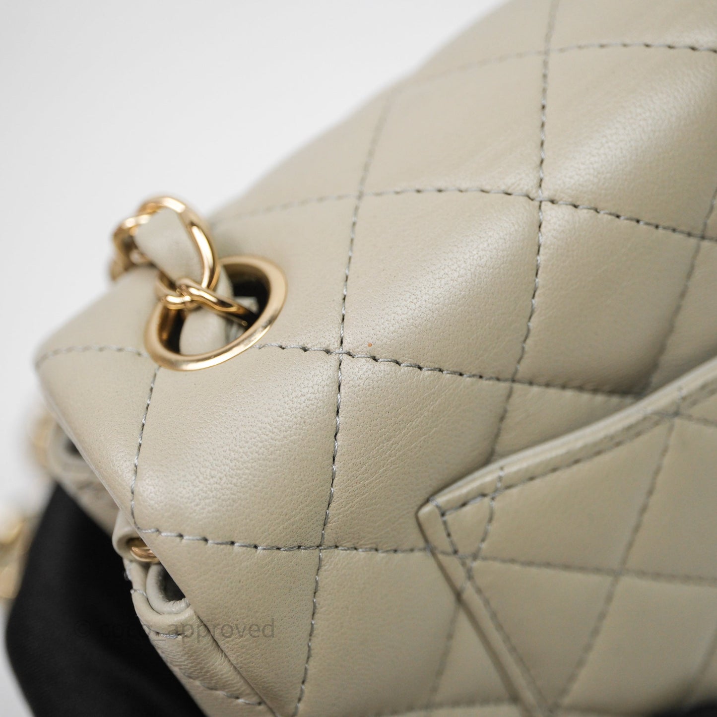 Chanel Mini Rectangular Flap Quilted Light Grey Lambskin Gold Hardware 22C