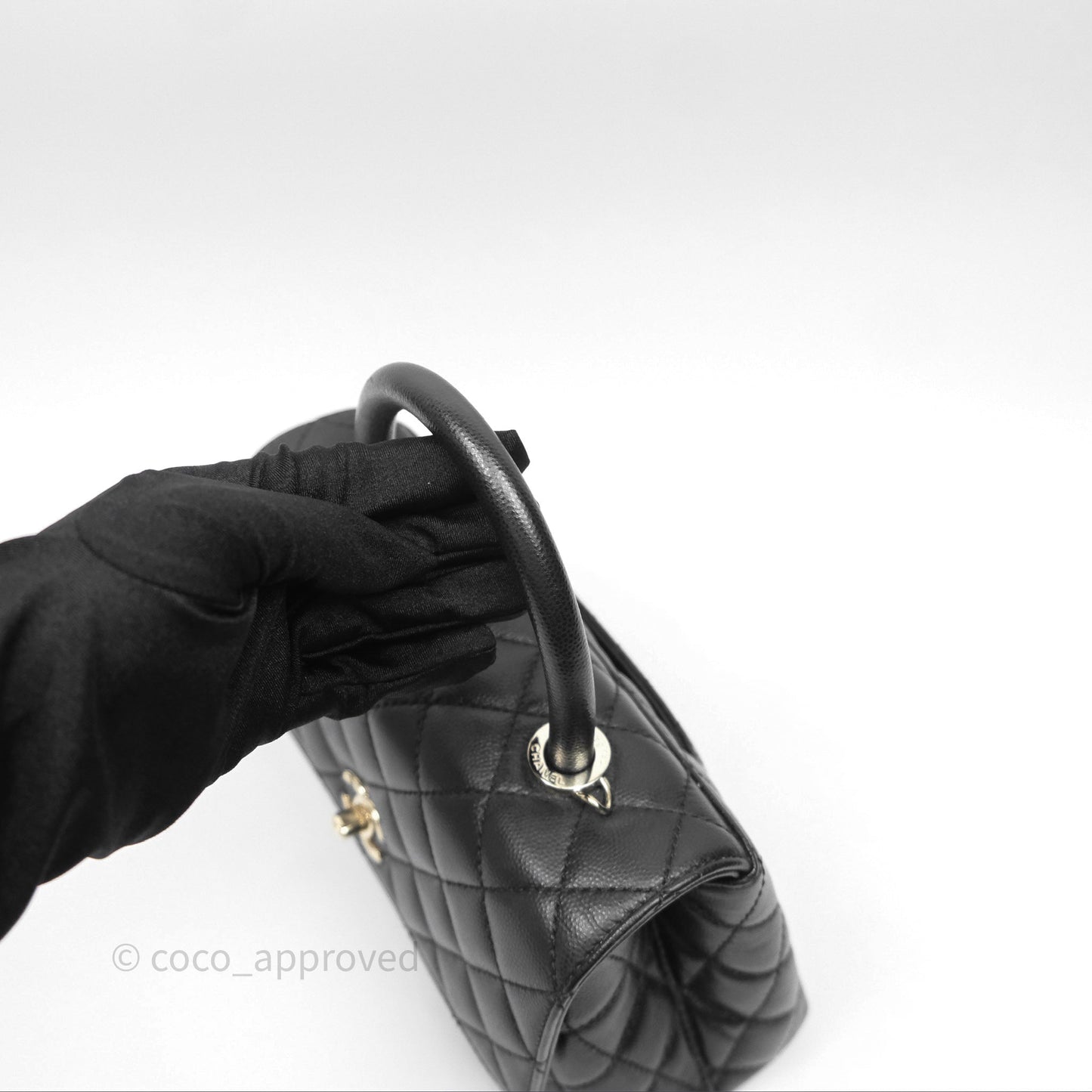 Chanel Small Coco Handle Quilted Black Caviar Gold Hardware
