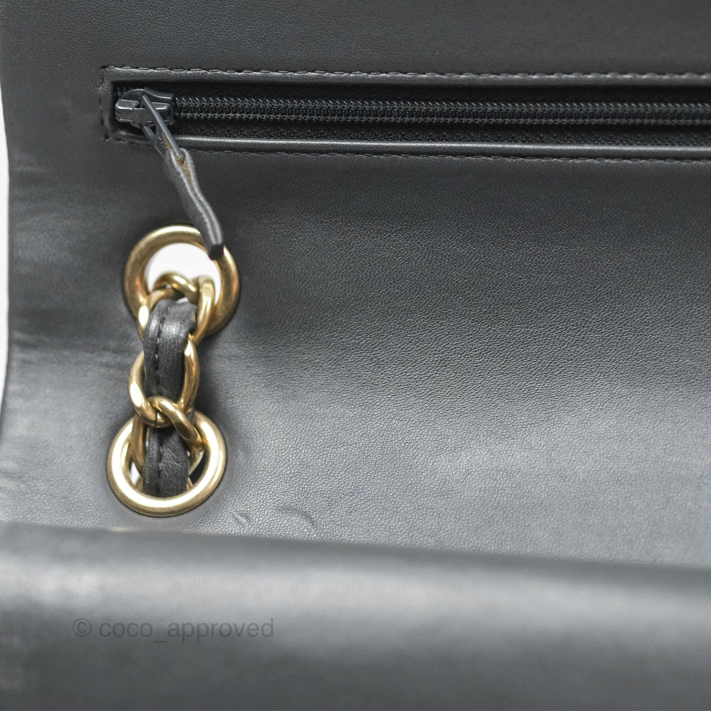 Chanel Jumbo Double Flap Dark Grey Lambskin Brushed Gold Hardware⁣⁣