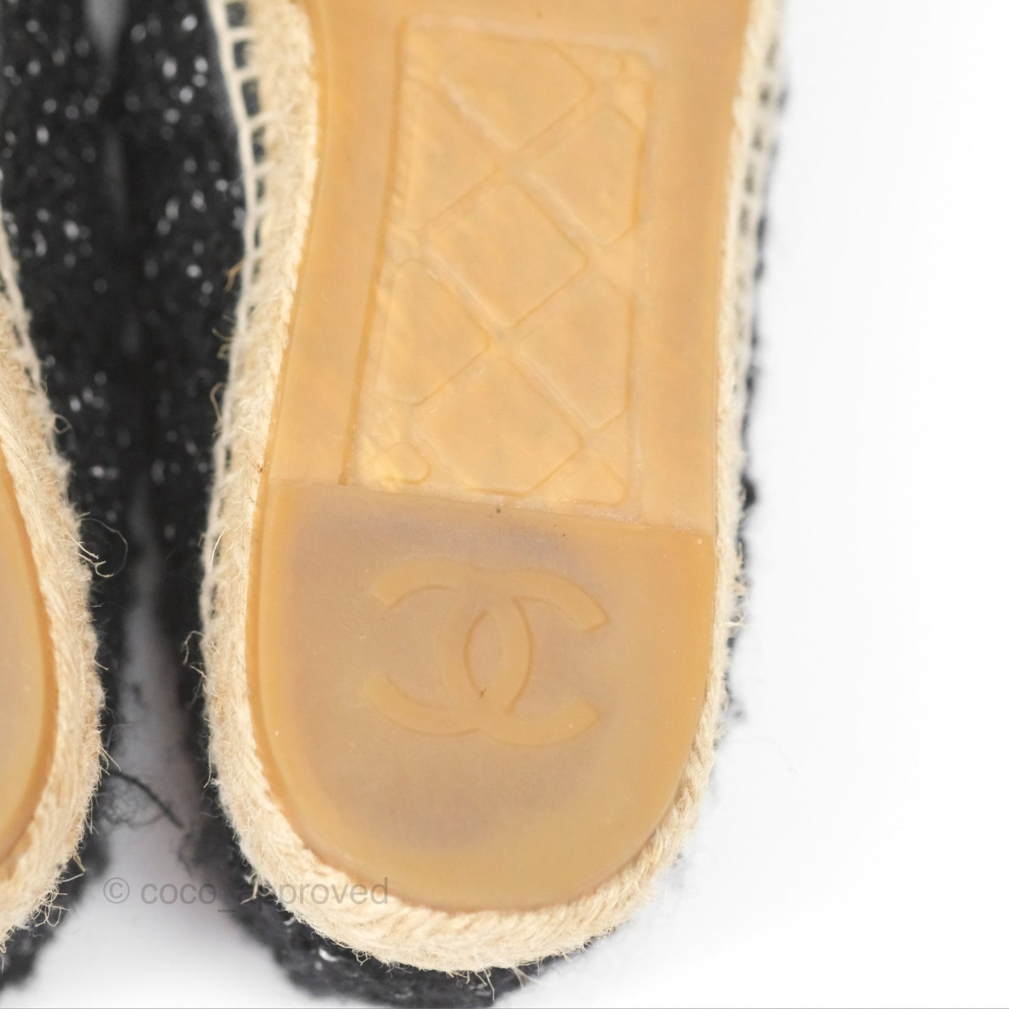 Chanel Espadrille Black Silver Tweed Size 37