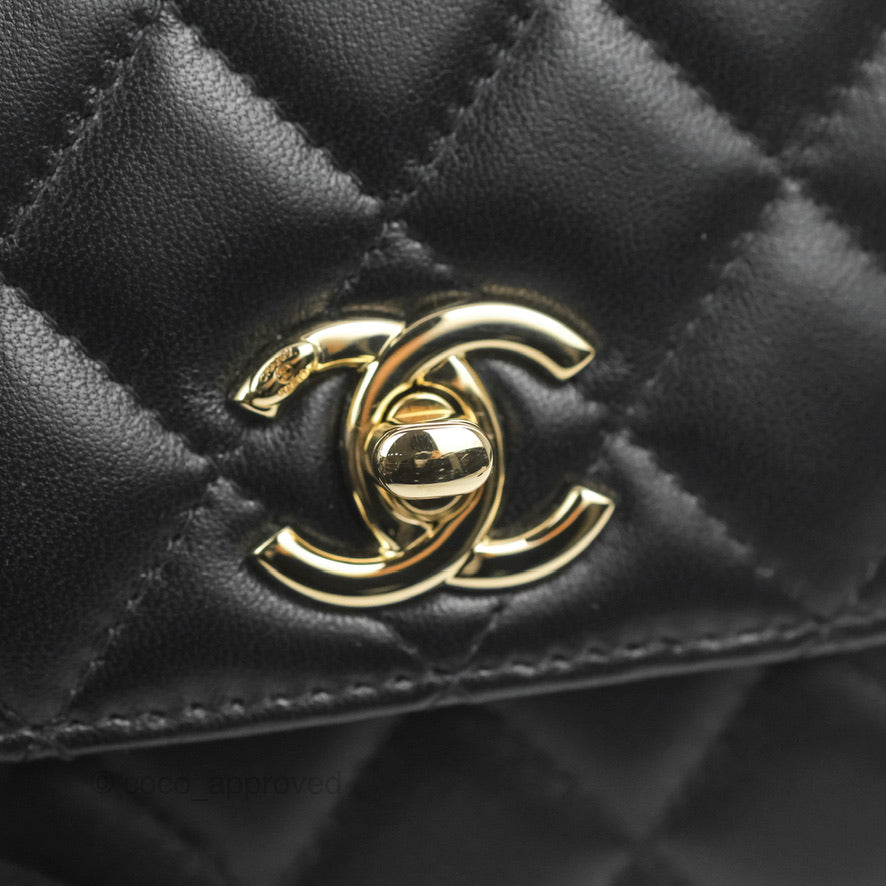 Chanel Mini Quilted Trendy CC Clutch With Chain Black Lambskin Gold Hardware