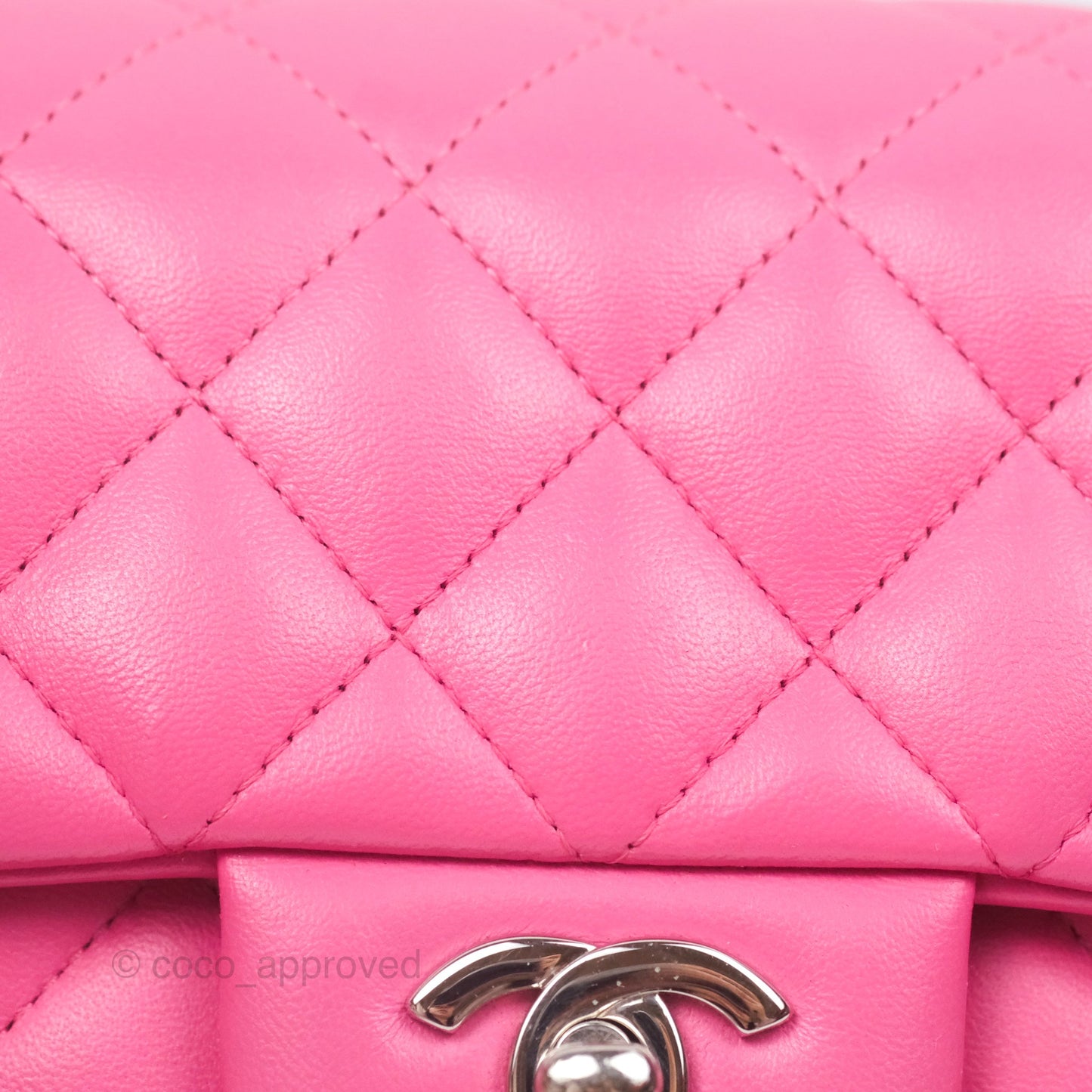 Chanel Quilted Mini Rectangular Flap Pink Lambskin Silver Hardware