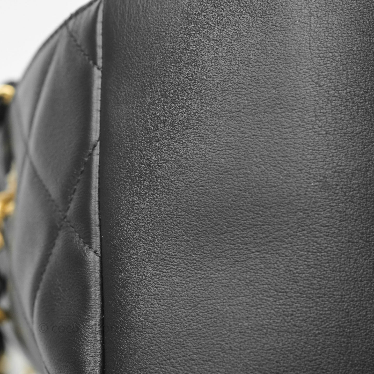 Chanel Stitched Large Shopping Bag Black Calfskin Aged Gold Hardware