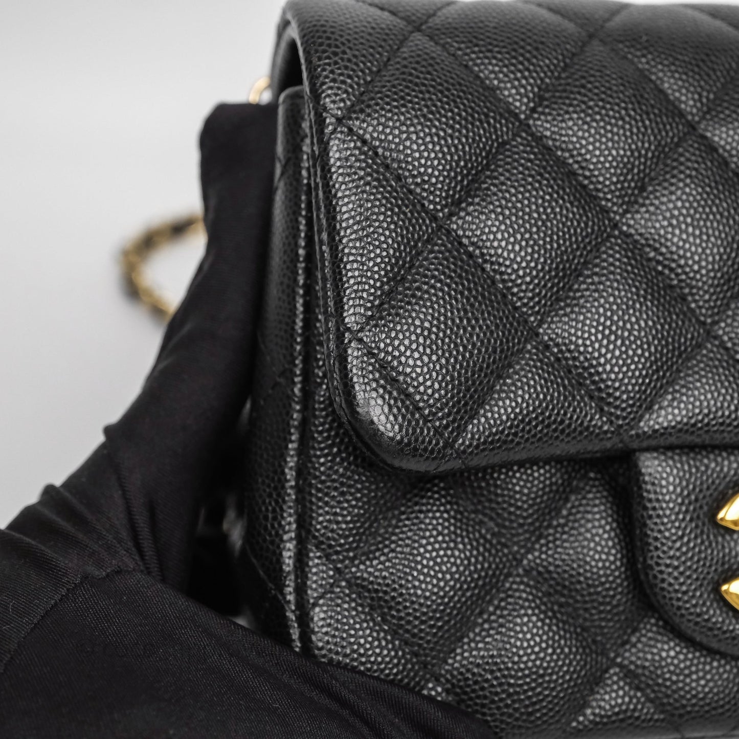 Chanel Mini Square Quilted Black Caviar Gold Hardware