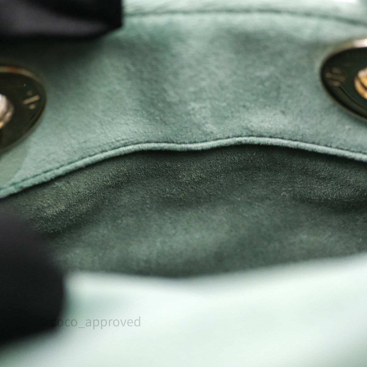 Christian Dior Mini Lady Dior Green Suede Cannage Gold Hardware