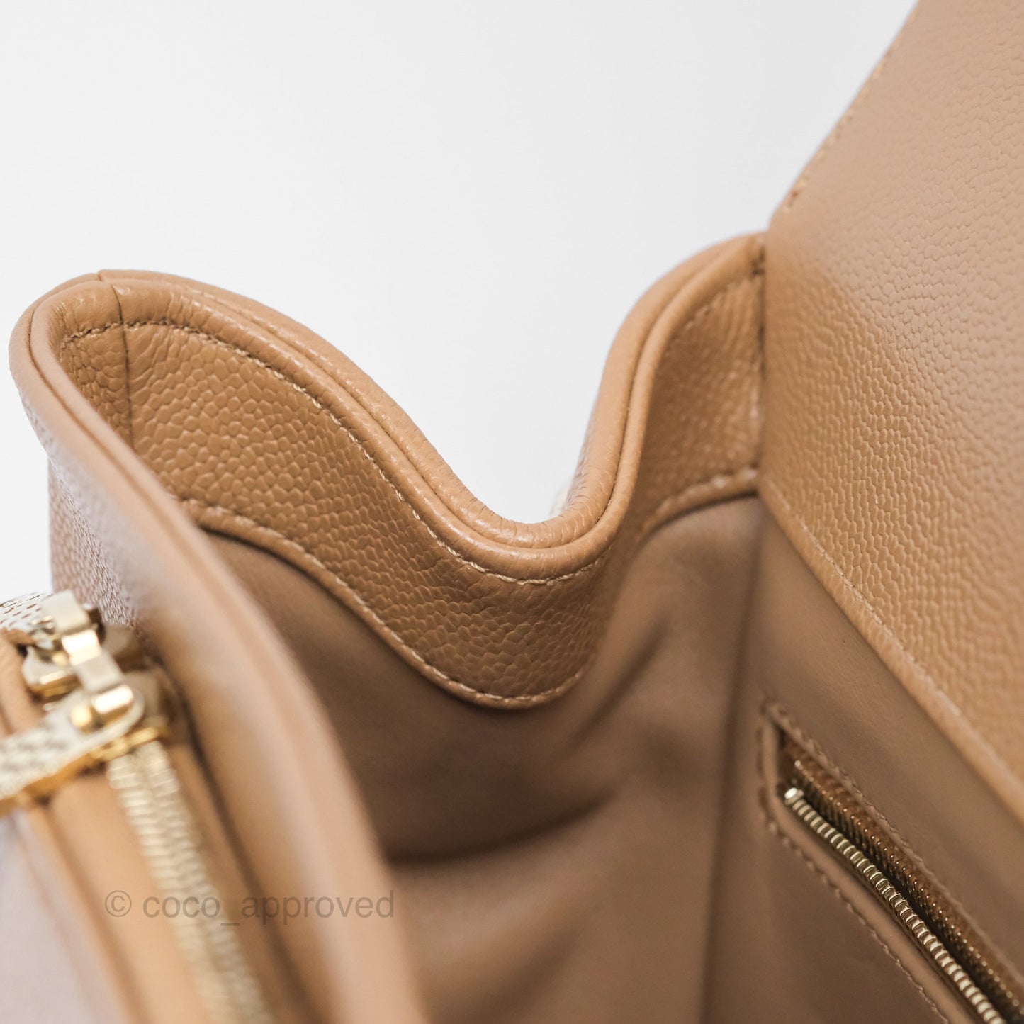 Chanel Quilted Medium Business Affinity Flap Dark Beige Caviar Gold Hardware