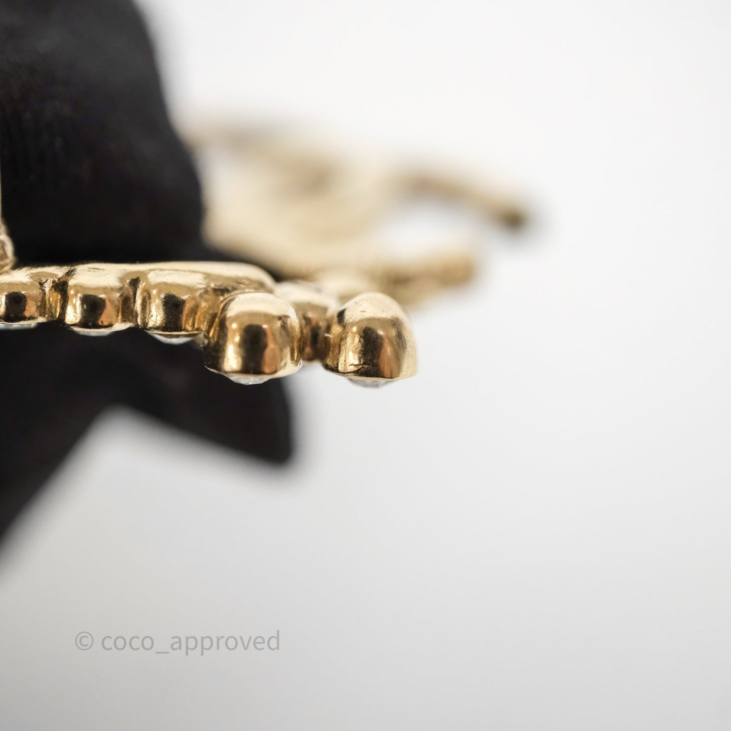 Chanel Crystal CC Floral Earrings Gold Tone 23A