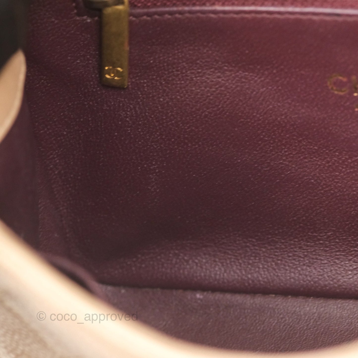 Chanel Small CC Filigree Flap Quilted Beige Black Caviar