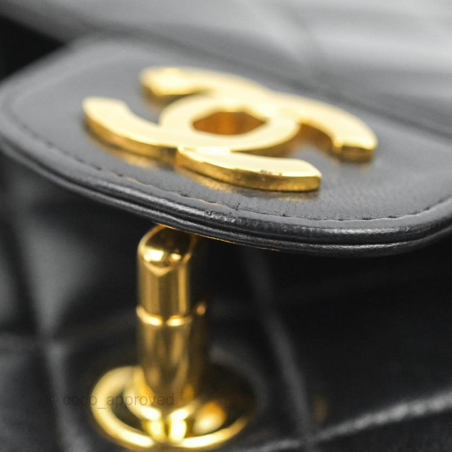 Chanel Vintage Small Flap Bag Black Lambskin 24K Gold Hardware