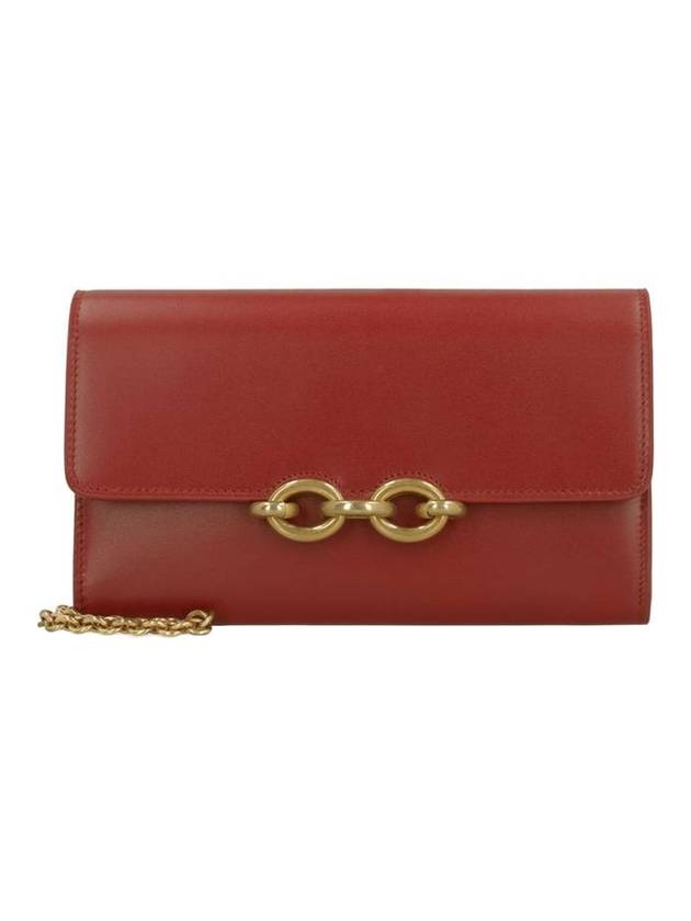 Luxury Saint Laurent Le Maillon Chain Long Wallet Red