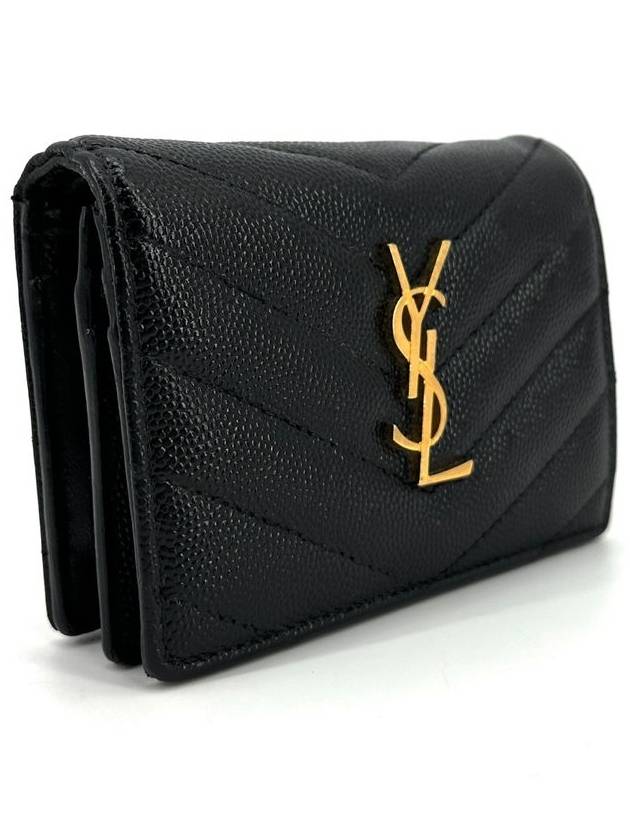 Luxury Saint Laurent Monogram gold flap card wallet 530841