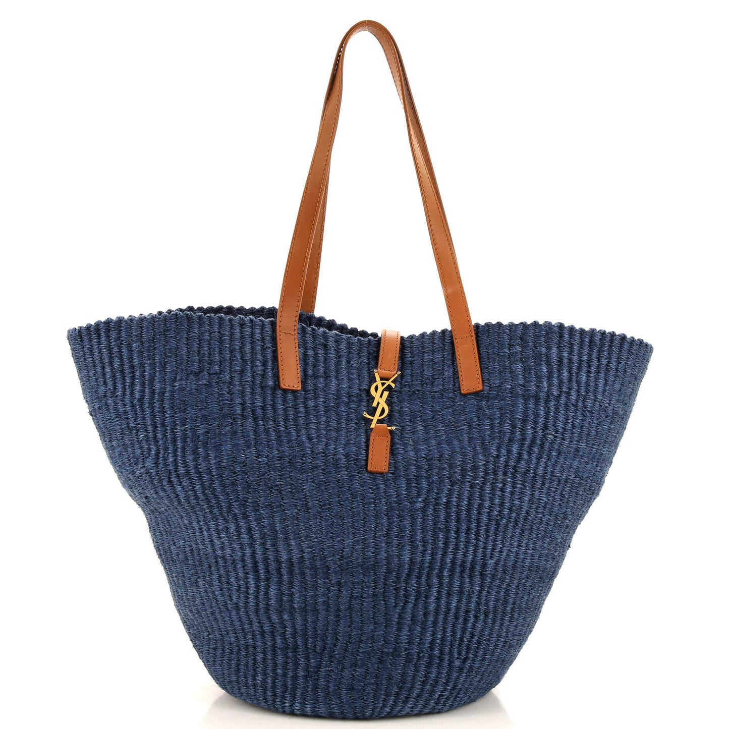Luxury Saint Laurent Monogram Panier Basket Tote Woven Raffia Medium