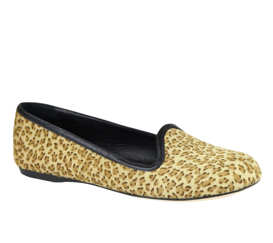 Luxury Bottega Veneta Women's Leather / Pony Hair Cheetah Print Flats