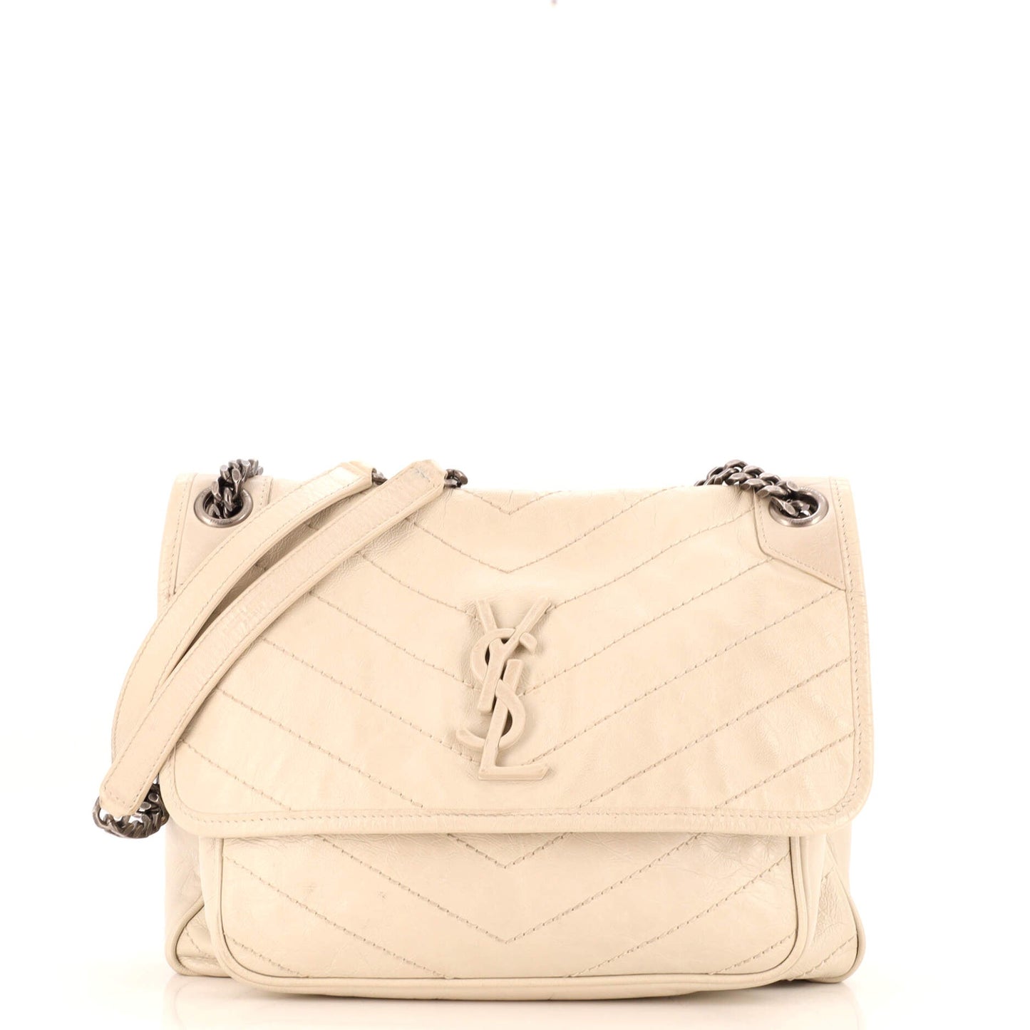 Luxury Saint Laurent Niki Chain Flap Bag Matelasse Chevron Leather Medium