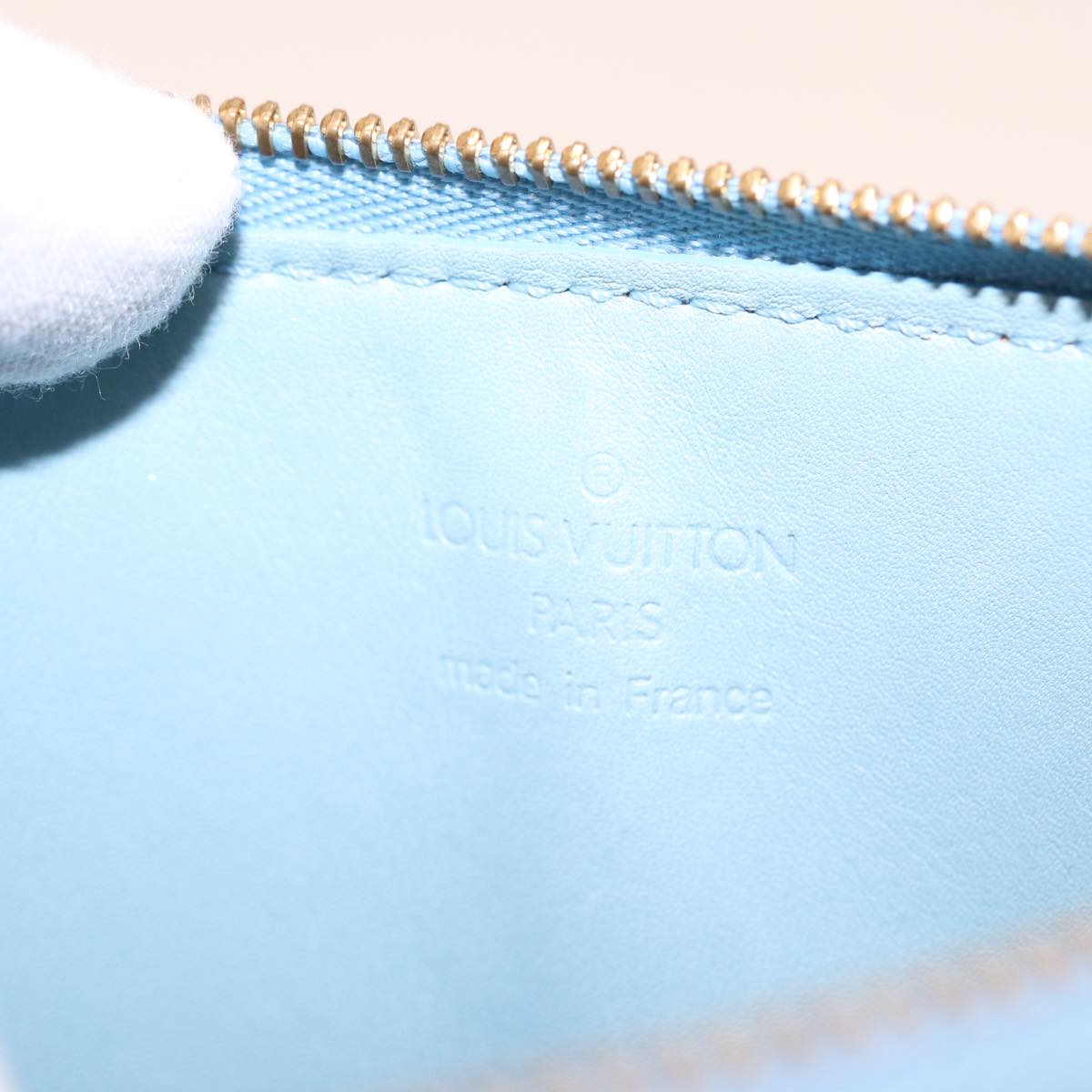 LOUIS VUITTON Monogram Vernis Lexington Pouch Baby Blue M91011 LV 78009