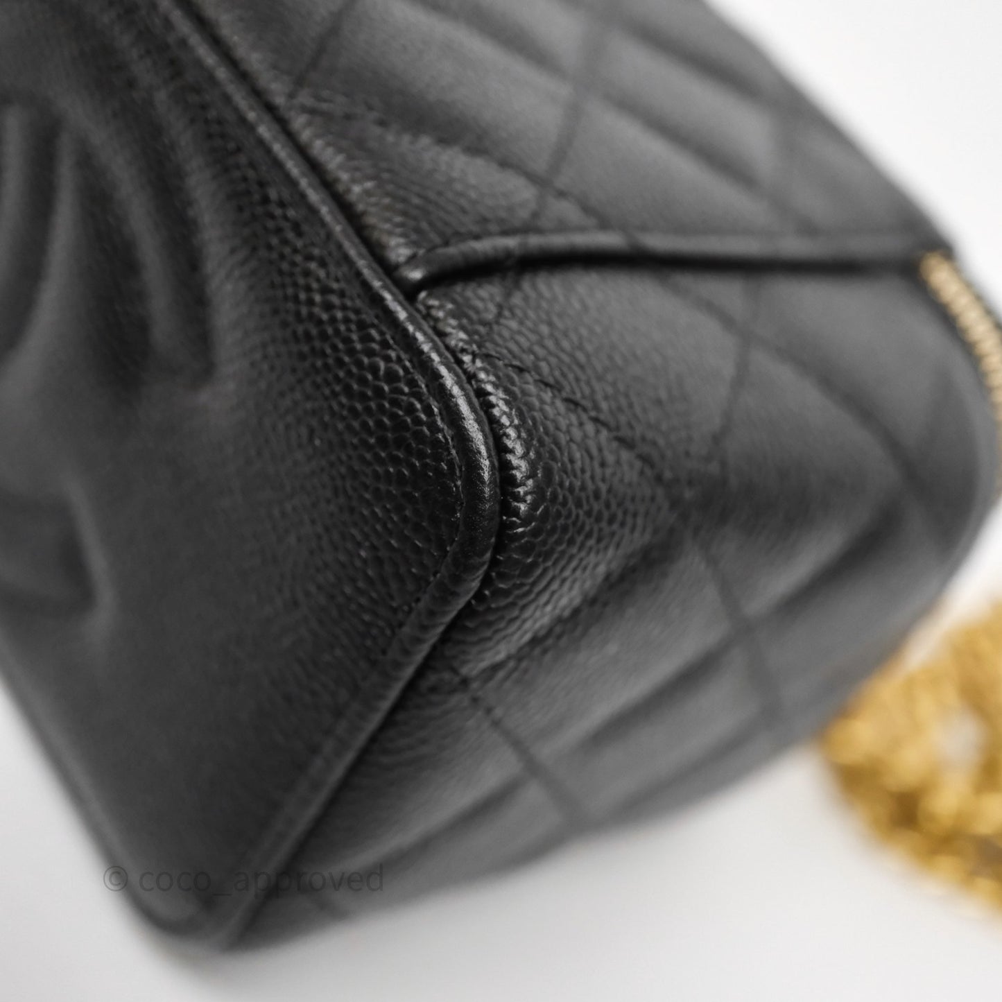 Chanel Vanity with Heart Adjustable Chain Black Caviar Aged Gold Hardware