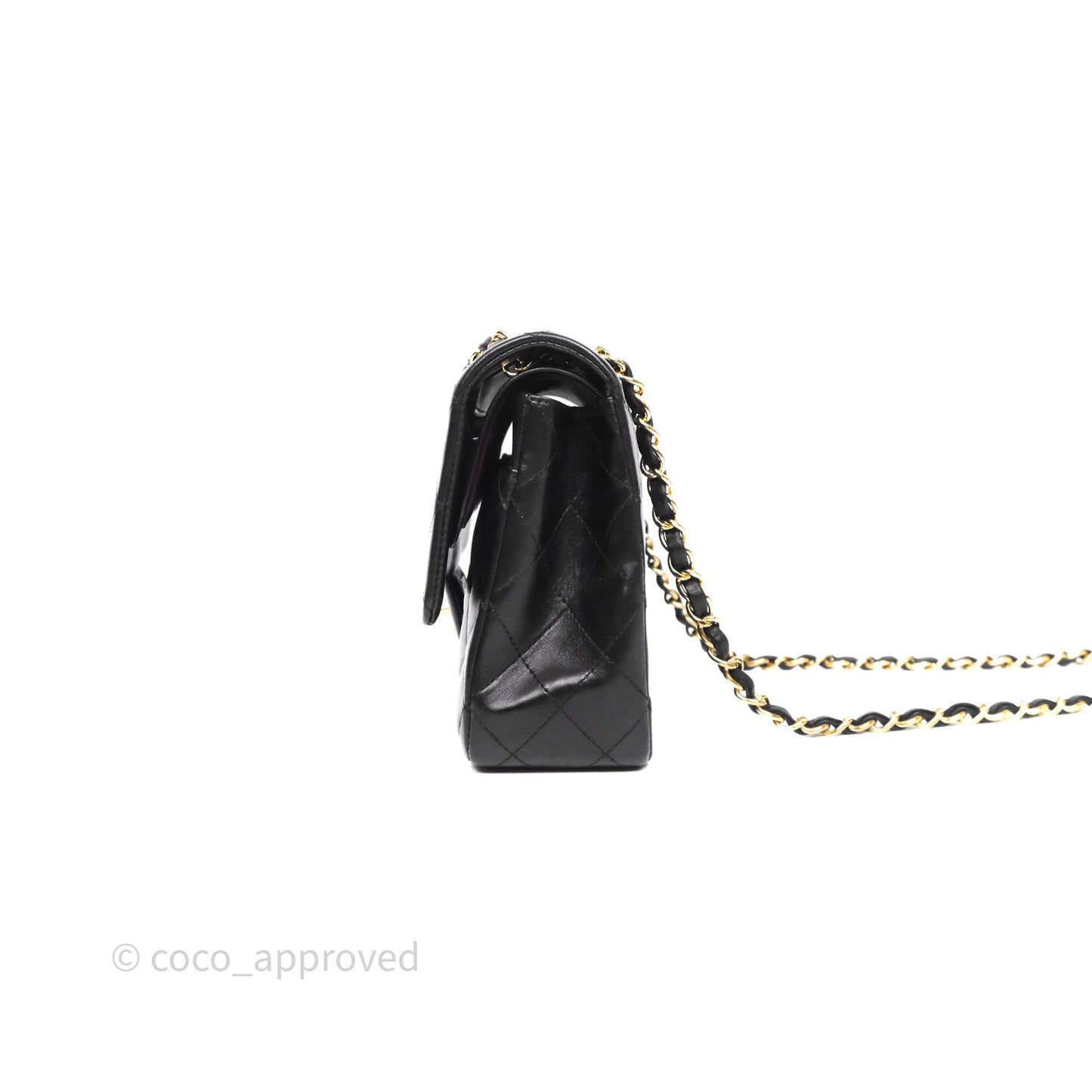 Chanel Classic M/L Medium Flap Quilted Black Lambskin Gold Hardware