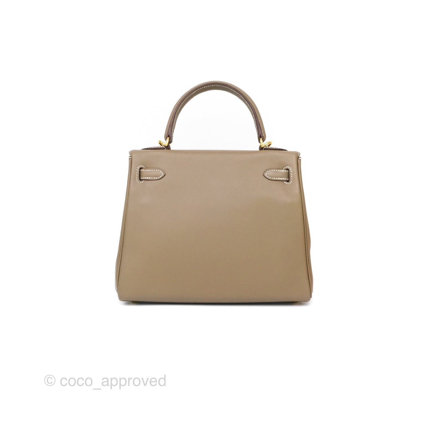 Hermès Retourne Kelly 25 Etoupe 18 Swift Gold Hardware