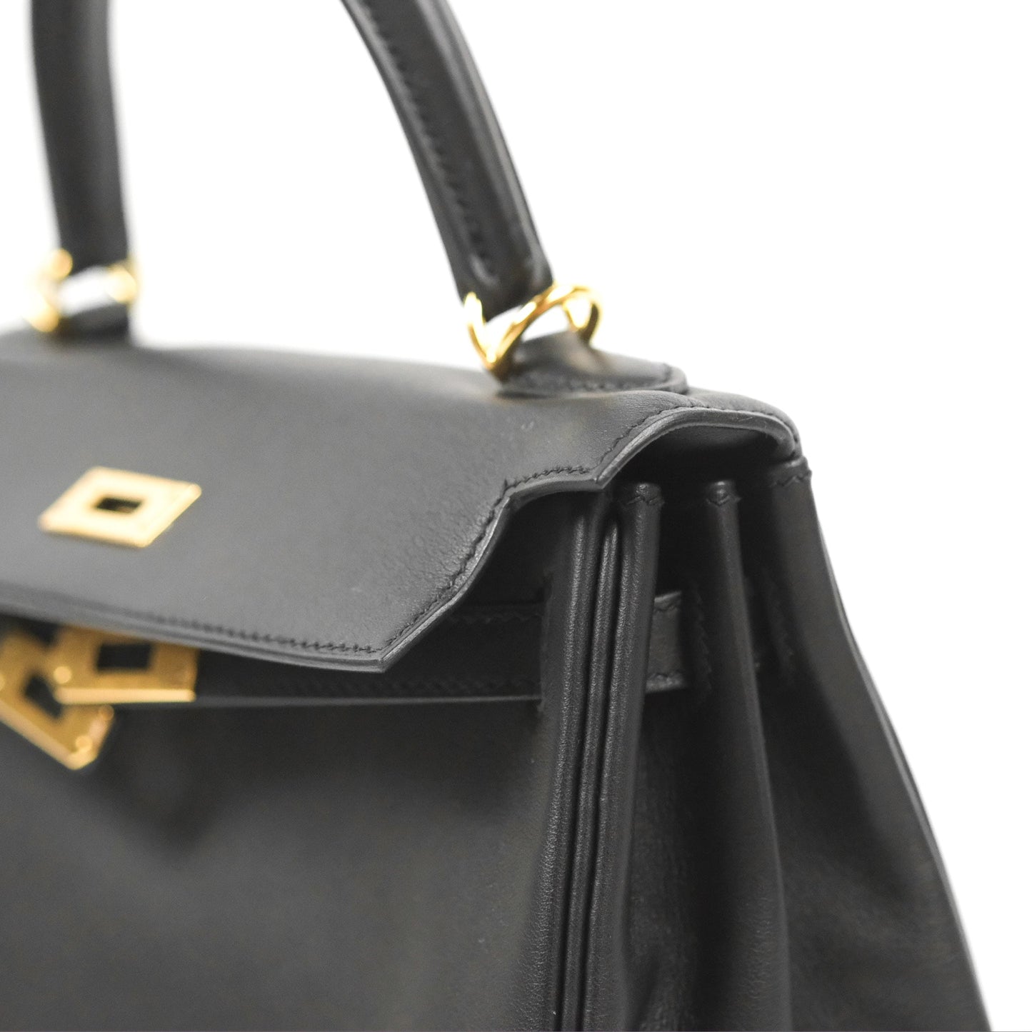 Hermès Retourne Kelly 25 Black Swift Gold Hardware