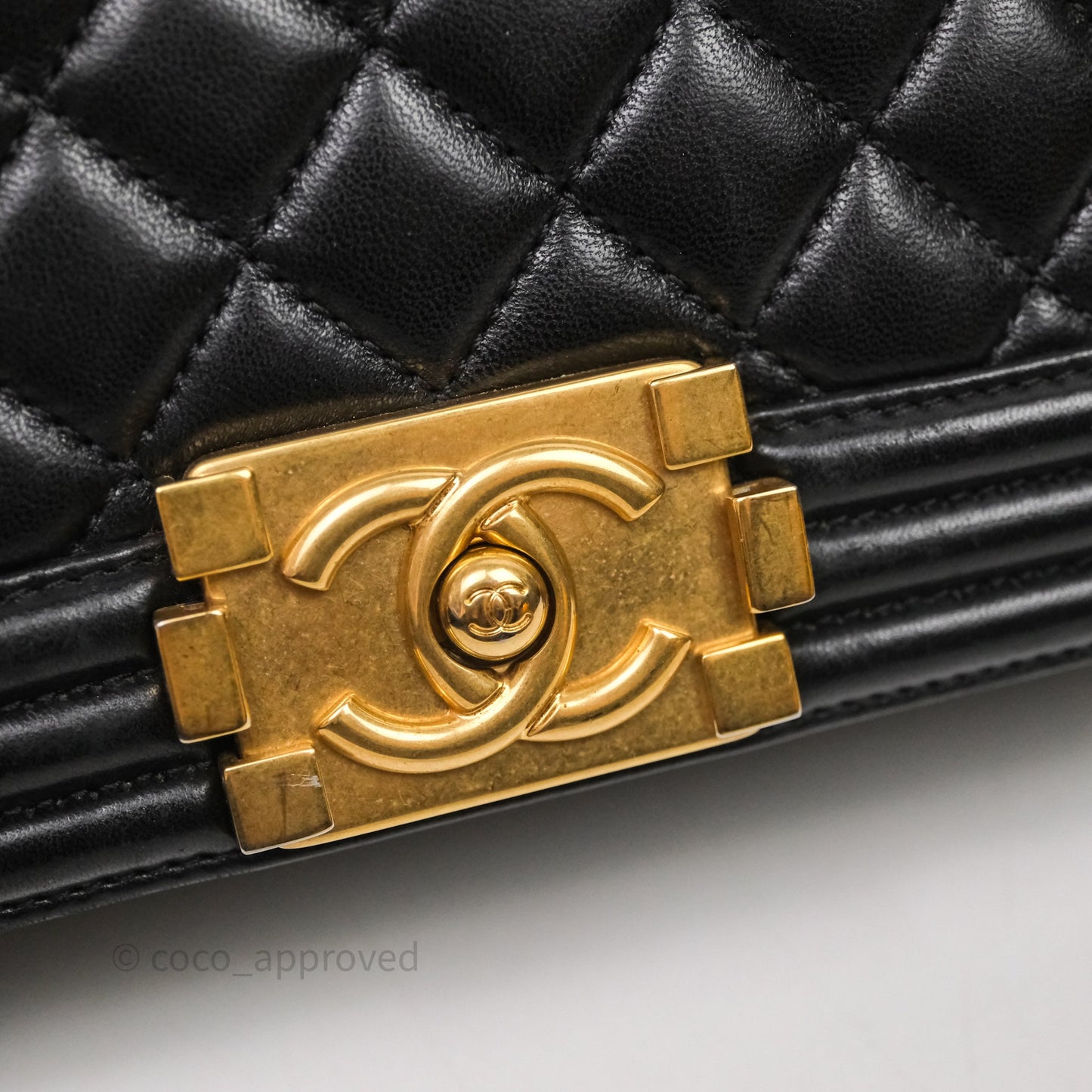 Chanel Medium Boy Quilted Black Lambskin Aged Gold Hardware