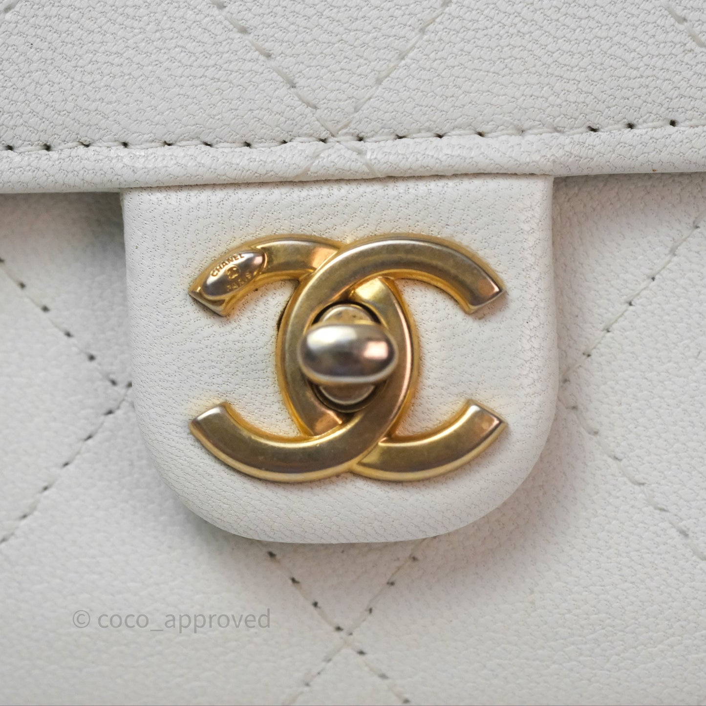 Chanel Quilted Mini Chic Pearls Flap Wallet On Chain WOC White Goatskin Aged Gold Hardware
