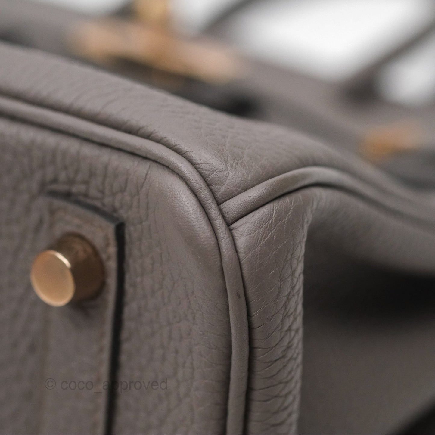 Hermes Birkin 25 Retourne Etain 8F Togo Gold Hardware