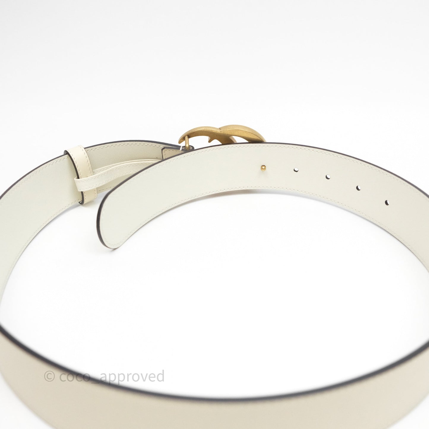 Gucci Double GG 20mm Belt 75 30 White Calfskin