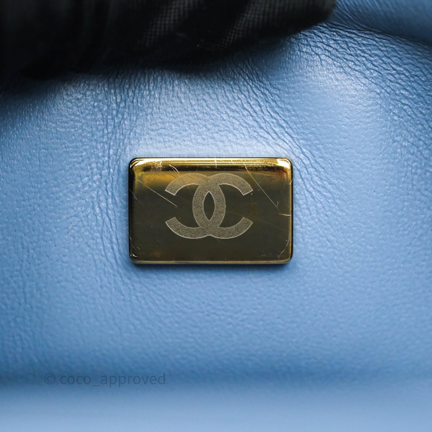 Chanel Small Double Flap Blue Printed Quilted Denim Gold Hardware