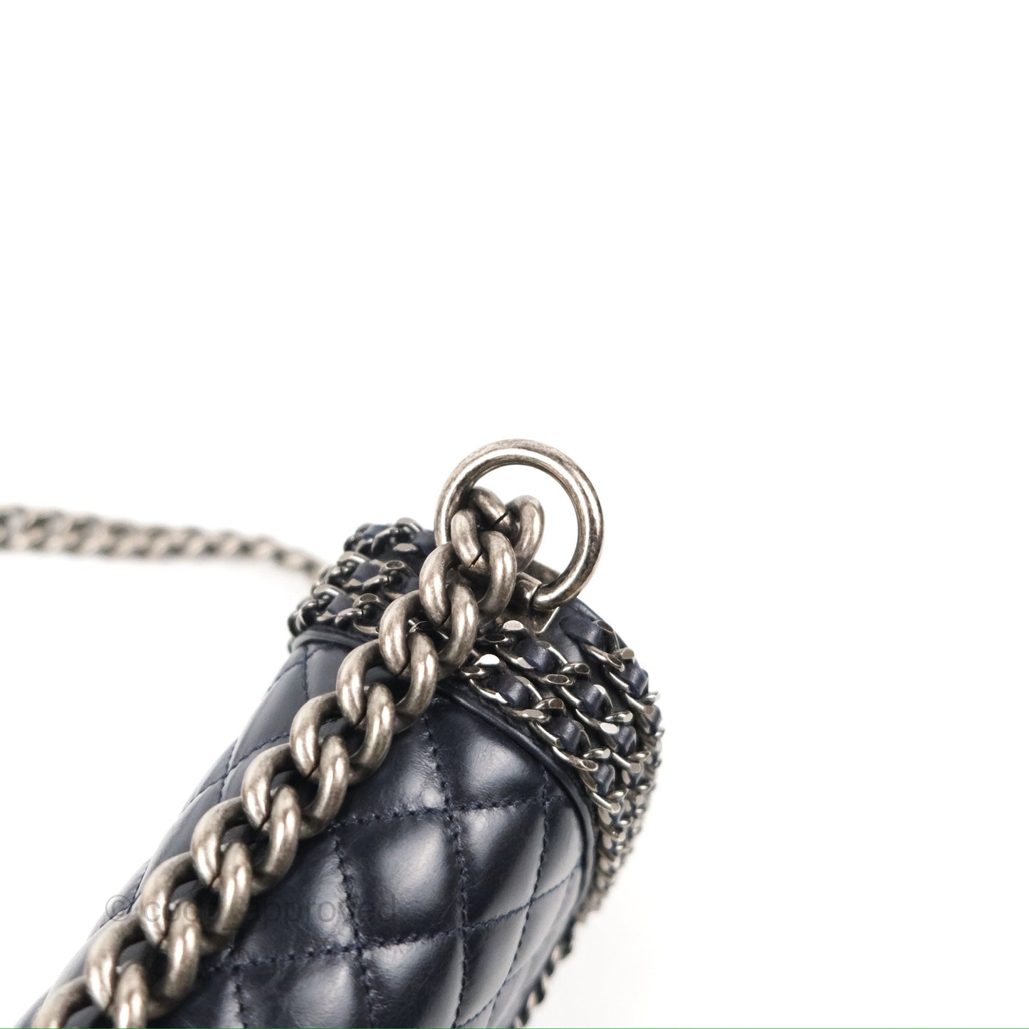Chanel Small Chain Around Boy Dark Navy Glazed Calfskin Ruthenium Hardware
