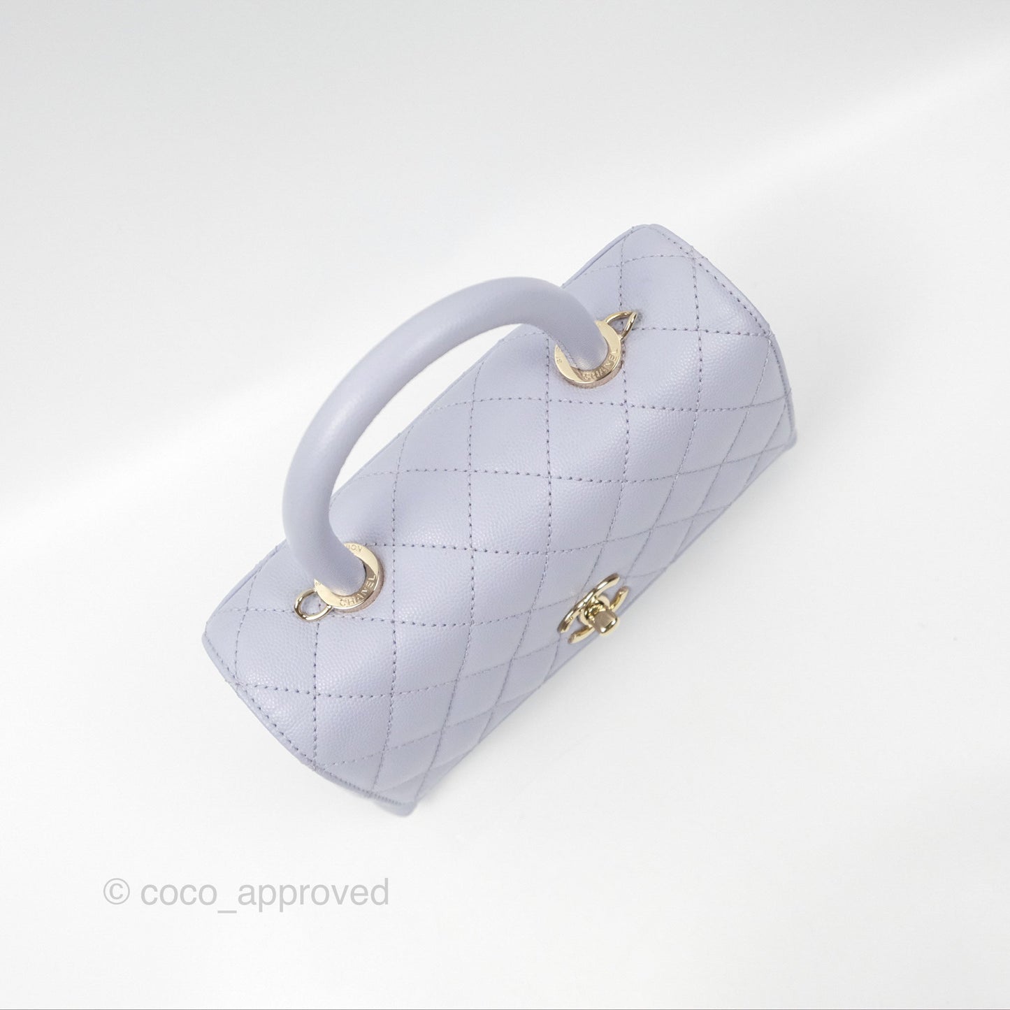 Chanel Small Coco Handle Quilted Purple Lilac Caviar Gold Hardware 21K