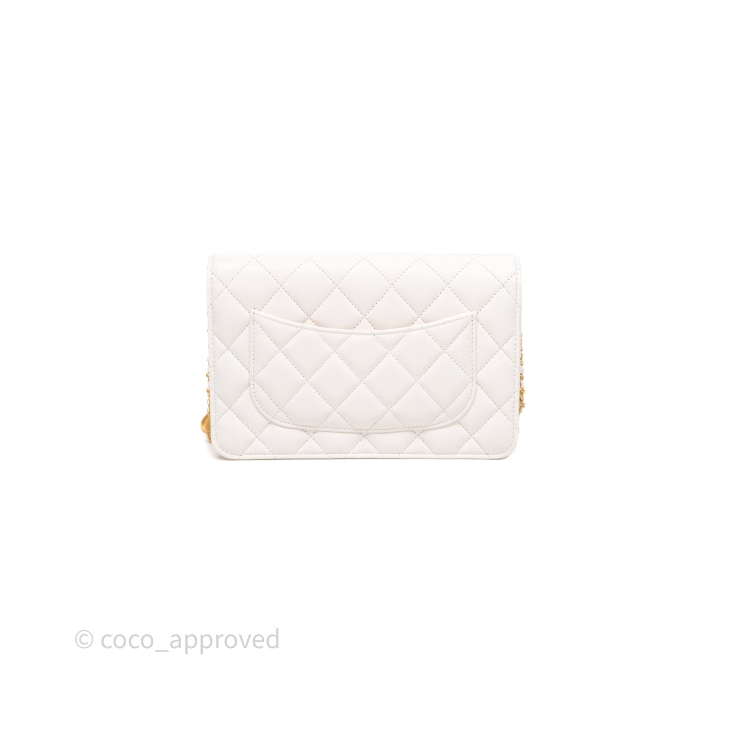Chanel Coco Heart Chain WOC Ivory White Lambskin Aged Gold Hardware 22K