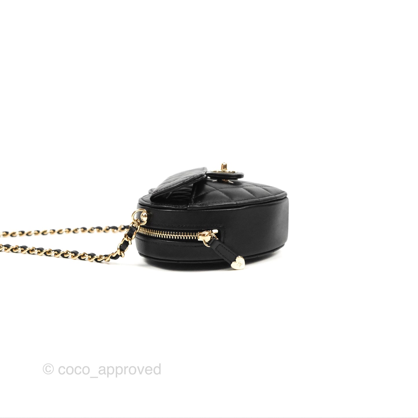 Chanel Small Heart Bag Black Lambskin Gold Hardware 22S