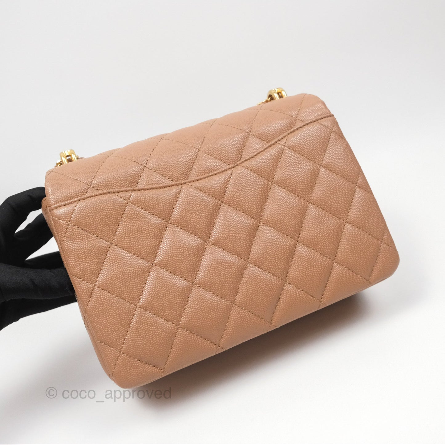 Chanel Coco First Dark Beige Flap Bag Caviar Gold Hardware 22K
