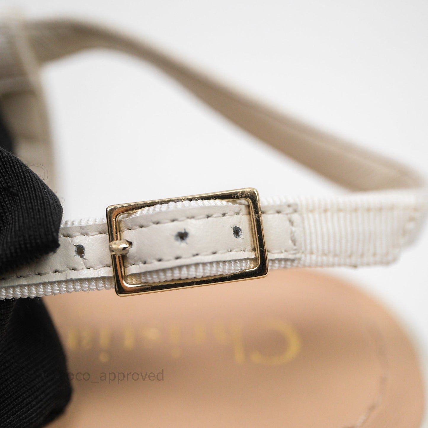 Dior Ballet Slingback Pump White Cannage Tweed Gold-Tone Metallic Thread