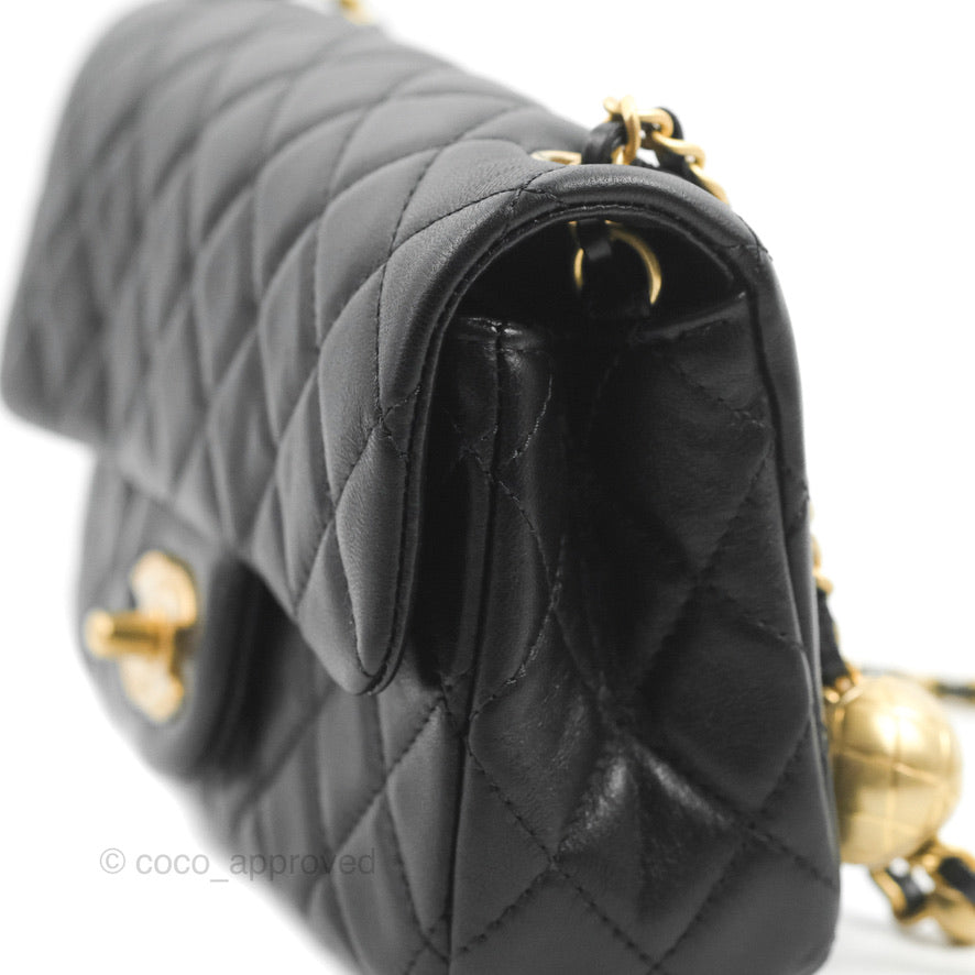 Chanel Mini Rectangular Pearl Crush Quilted Black Lambskin Gold Hardware