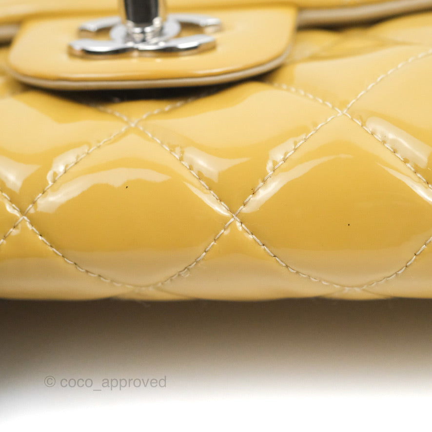 Chanel Quilted Clutch with Chain Beige Patent Silver Hardware